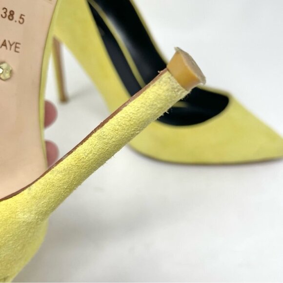 ** RAYE By REVOLVE Tia Yellow Suede Heels Size 38.5/ 8 - Picture 10 of 11